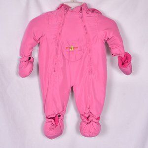 Fourcast Pink Snow Suit  Removable Hats, Mittens, & Booties Size 6/12 Months